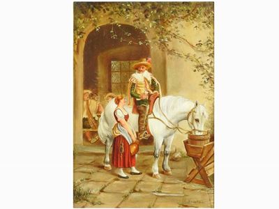 Cavaliere a Cavallo con Dama