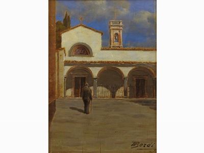 Veduta di Chiesa di S. Michele a Rovezzano con Figura