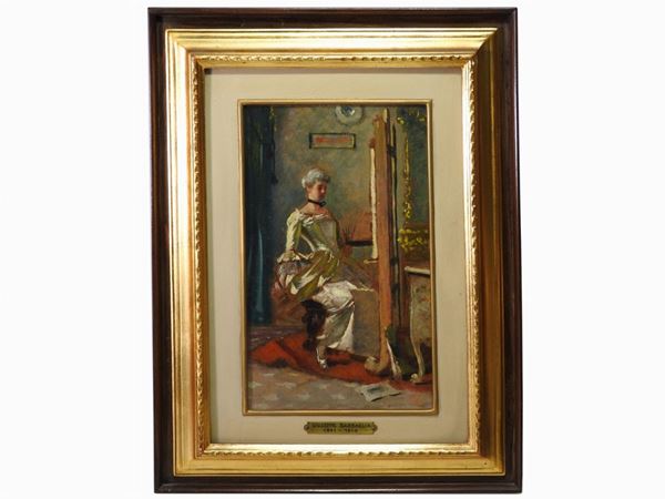 Giuseppe Barbaglia attribuito - Ritratto di pittrice