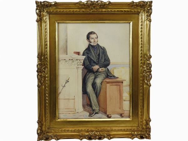 Joaqu&#236;n Espalter Y Rull - Veduta d'interno con figura maschile