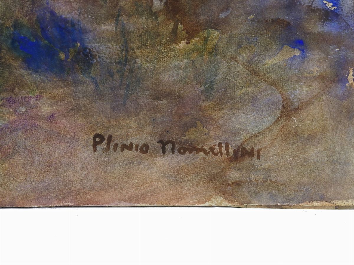 Plinio Nomellini - Paesaggio Marino con Scena Mitologica Anni Venti