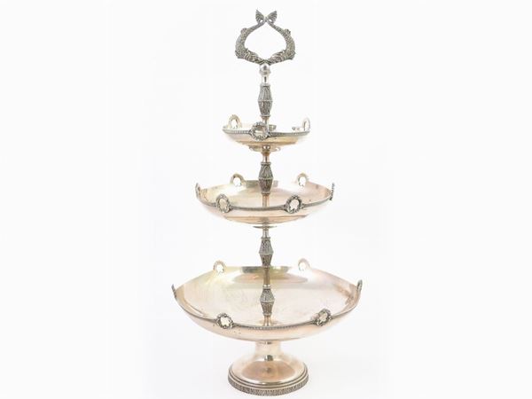 A Silver Three Tier Fruit Stand
