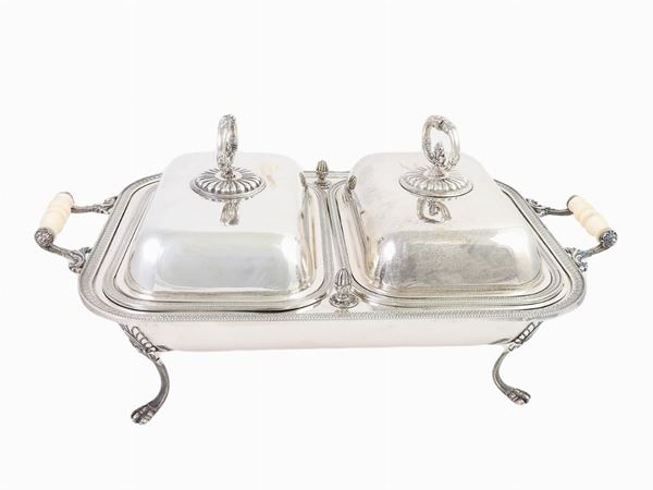 A Silver Double Chafing Dish