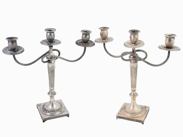 A Pair of Silver Candelabra  (Italy, early 20th Century)  - Auction Furniture and Old Master Paintings - First Session - II - Maison Bibelot - Casa d'Aste Firenze - Milano