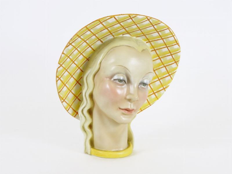 Helen König Scavini - Testa di Donna con Cappello, Lenci, Torino, 1940 Circa
