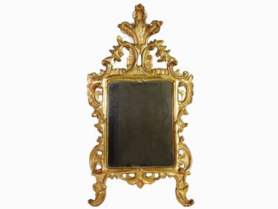 Specchiera in Legno Intagliato e Dorato