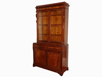 Credenza con Alzata in Noce e Piuma di Noce