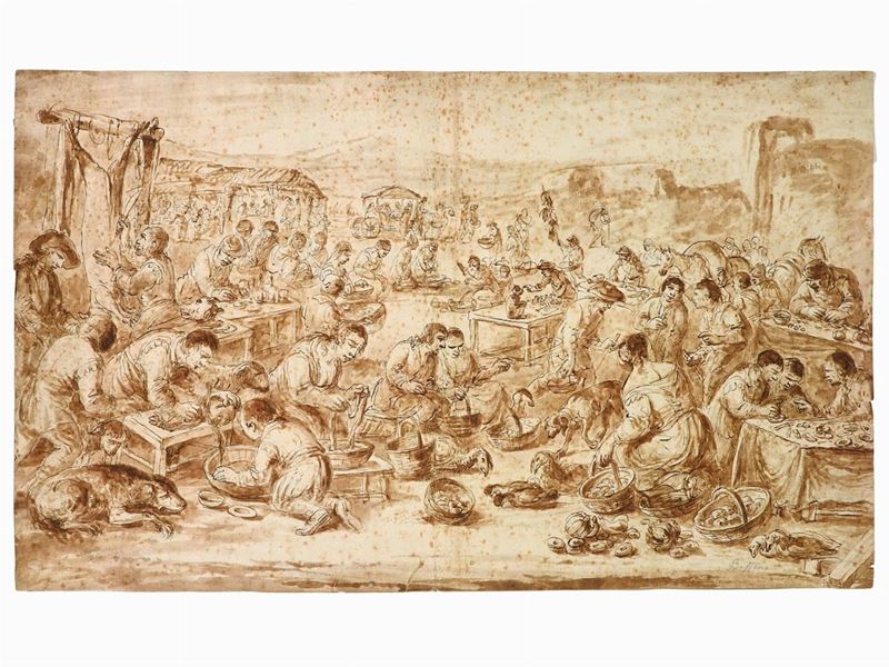 Seguace di Francesco Bassano del XVIII Secolo - Scena di Mercato