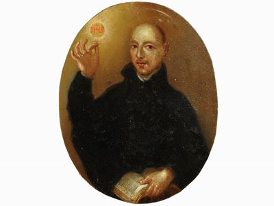 Sant'ignazio di Loyola Esibisce il Simbolo Eucaristico