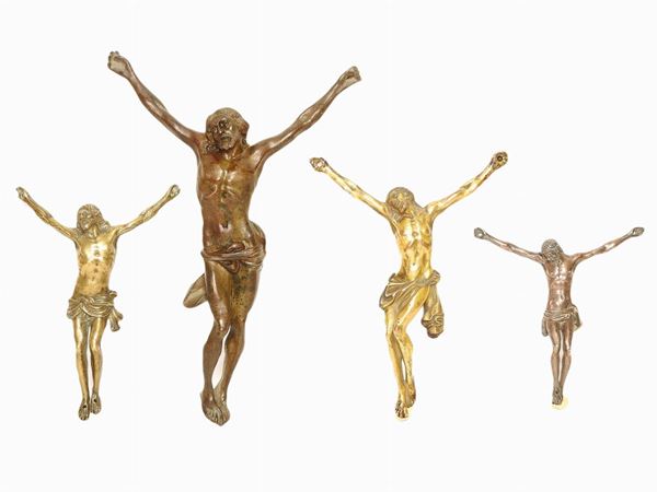 Four Bronze and Silver Figures of the Crucified Christ