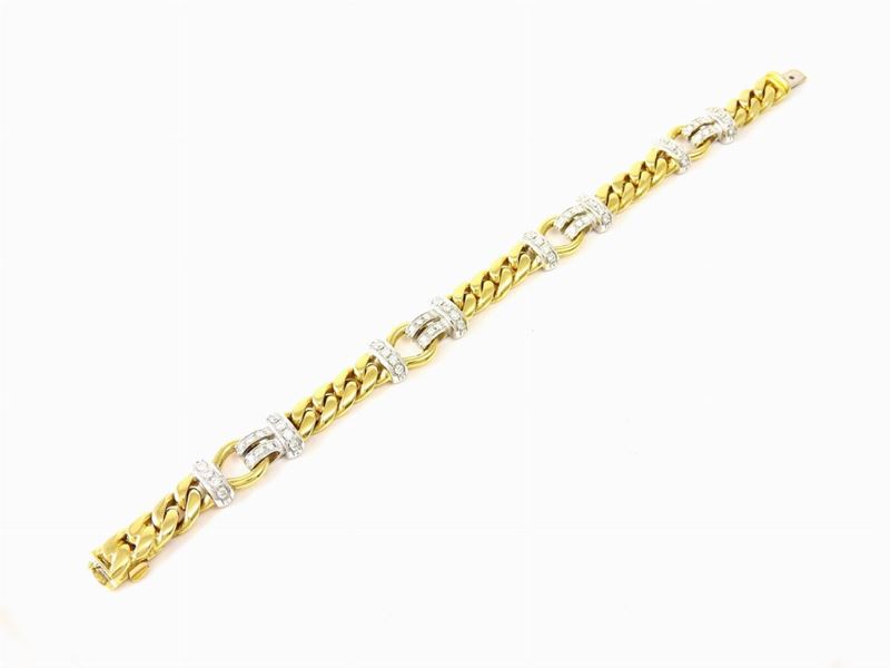 Bracciale in Oro Giallo e Bianco con Diamanti