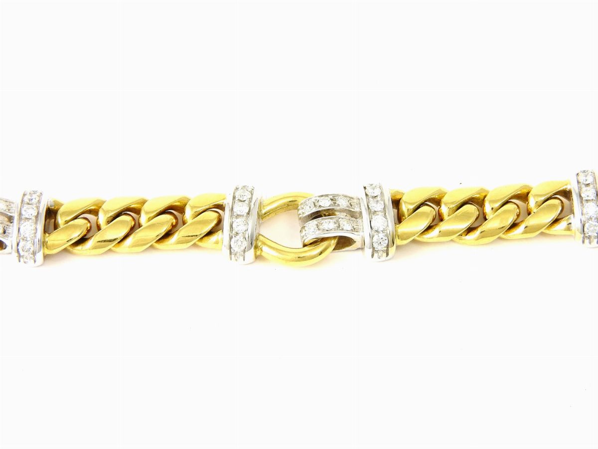 Bracciale in Oro Giallo e Bianco con Diamanti