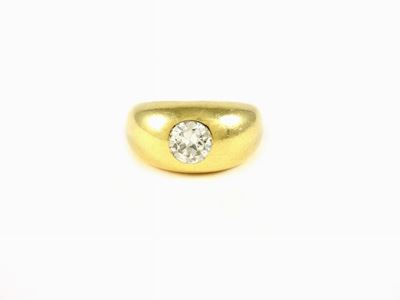 Anello a Fascia in Oro Giallo e Diamante