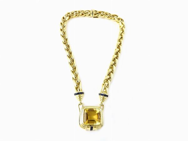 Yellow gold necklace with central citrine and sapphires  - Auction Jewels and Watches - Second Session - II - Maison Bibelot - Casa d'Aste Firenze - Milano
