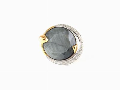 Anello Silvia Kelly in Oro Bianco e Giallo, Diamanti e Pietra Naturale