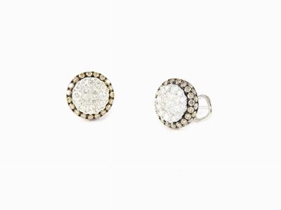 Orecchini in Oro Bianco con Diamanti Incolori e Brown