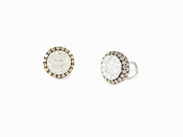 White gold earrings with colourless and brown colour diamonds  - Auction Jewels and Watches - Second Session - II - Maison Bibelot - Casa d'Aste Firenze - Milano