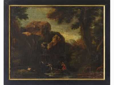 Paesaggio Fluviale con Personaggi