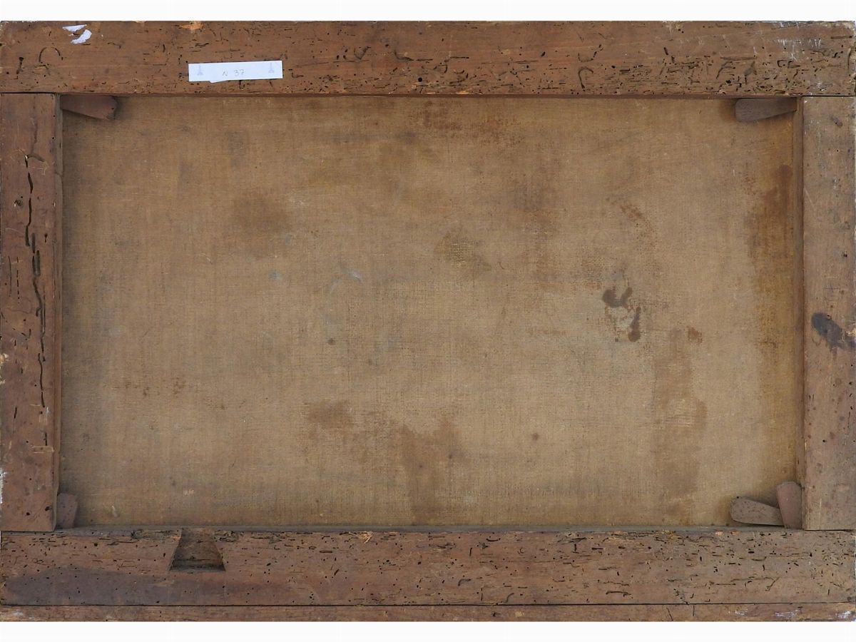 Scuola Napoletana della Fine XVII/inizio del XVIII Secolo - Paesaggio Fluviale con Personaggi