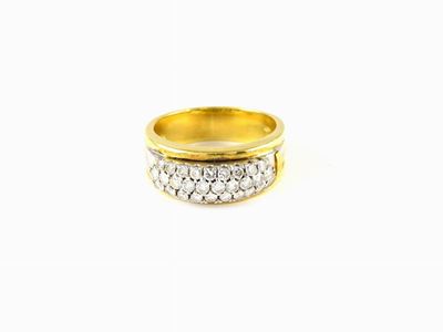 Anello Re Carlo in Oro Bianco e Giallo con Diamanti