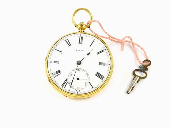 Yellow gold 42609 pocket watch with winding key  (Great Britain, end 19th/20th century)  - Auction Jewels and Watches - First Session - I - Maison Bibelot - Casa d'Aste Firenze - Milano