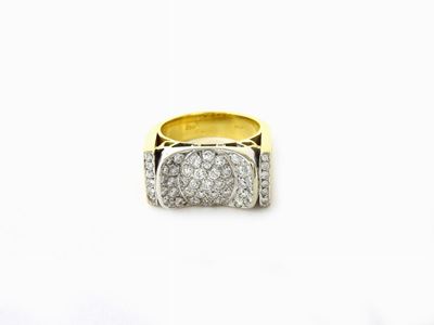 Anello a Ponte in Oro Giallo e Bianco con Diamanti