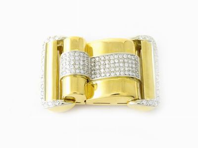 Fibbia in Oro Giallo e Bianco con Diamanti