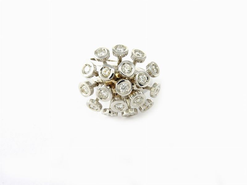 Anello "atomo" in Oro Bianco e Diamanti