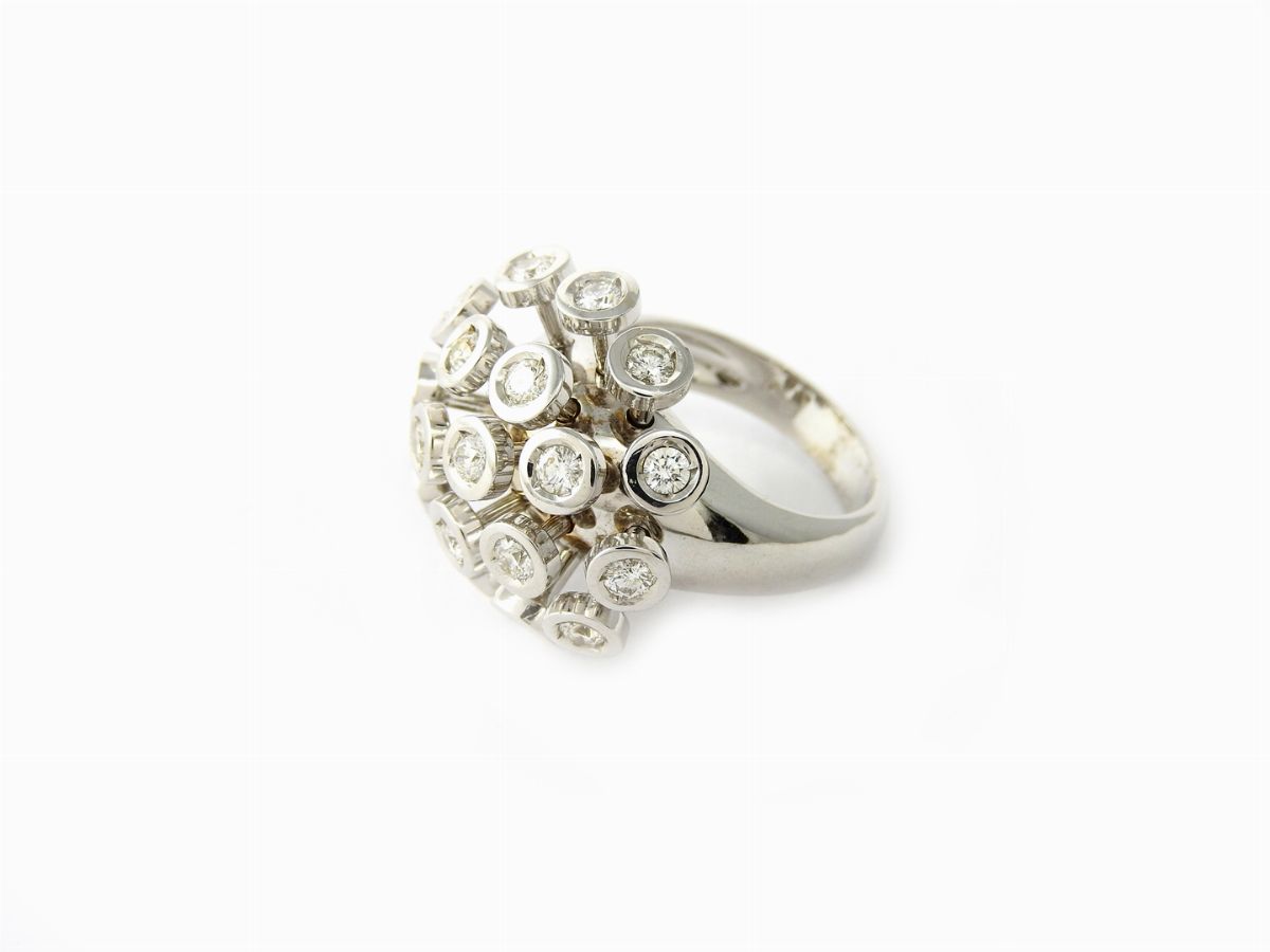 Anello "atomo" in Oro Bianco e Diamanti