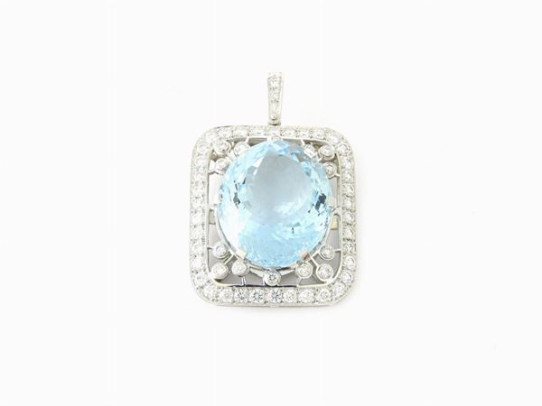 White gold pendant with diamonds and big aquamarine  - Auction Jewels and Watches - Second Session - II - Maison Bibelot - Casa d'Aste Firenze - Milano