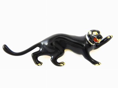 Spilla Animalier Le.gi. in Oro Giallo, Smalto e Diamante