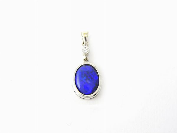 White gold pendant with diamond and Australian black opal  - Auction Jewels and Watches - Second Session - II - Maison Bibelot - Casa d'Aste Firenze - Milano