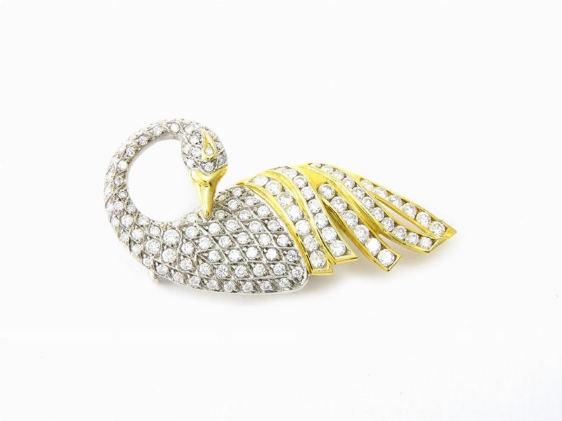 Spilla Animalier in Oro Giallo e Bianco con Diamanti