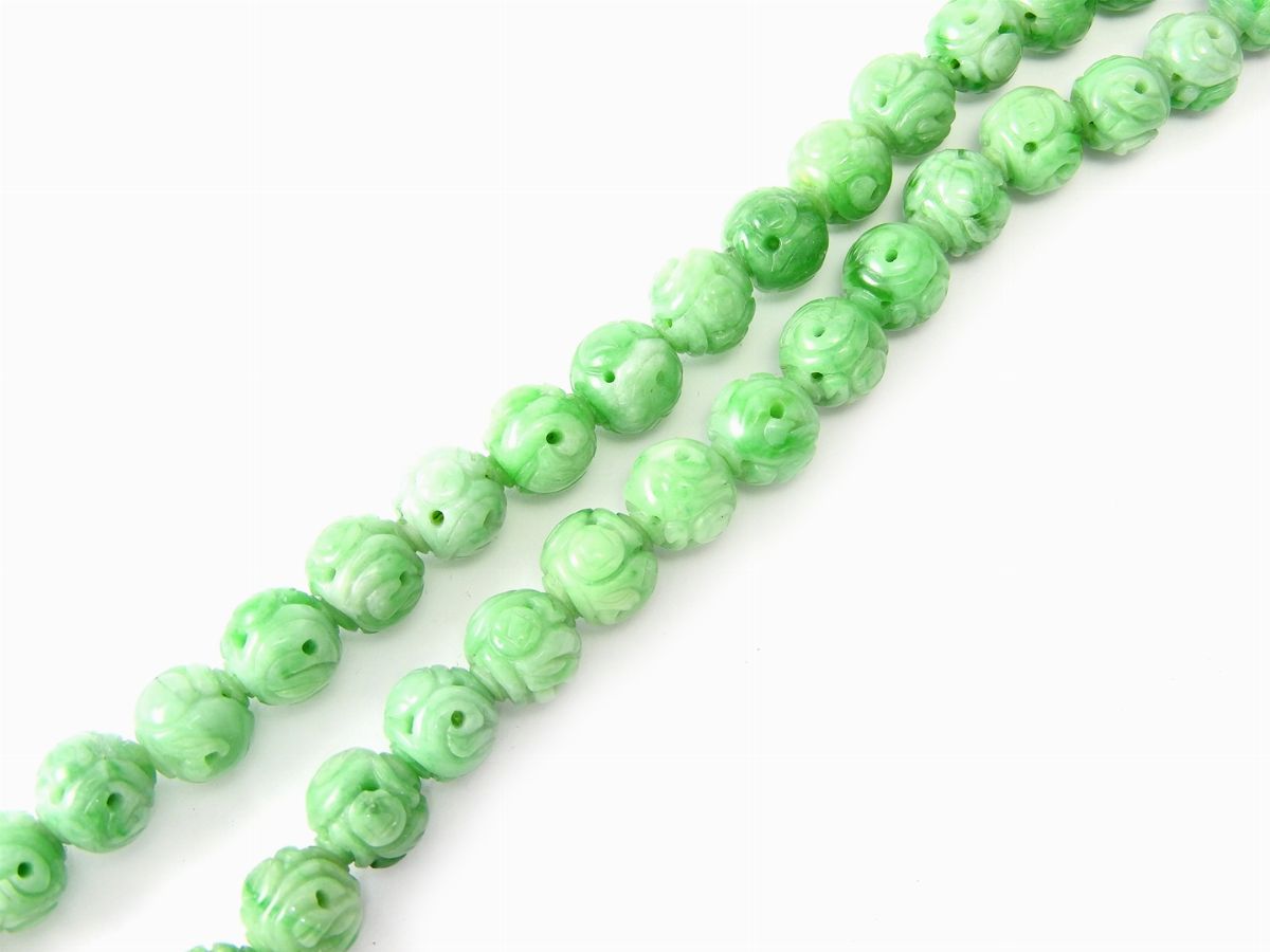 Girocollo in Giada Verde con Fermezza in Oro Giallo