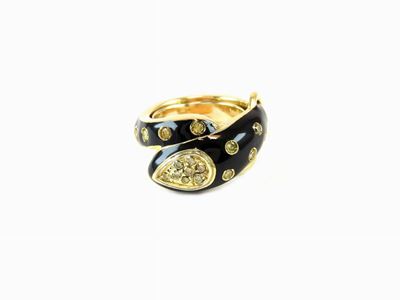 Anello Animalier in Oro Giallo e Diamanti Fancy Colour Gialli
