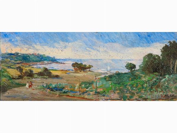 Rutilio Muti - Paesaggio marino con figure