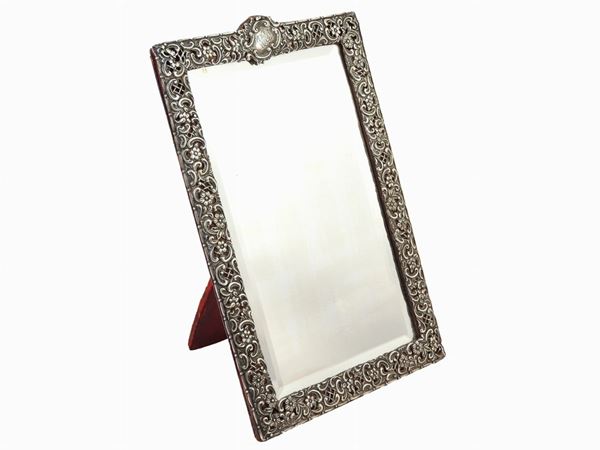 Specchio da tavolo rivestito in argento