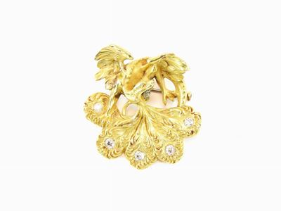 Spilla Animalier in Oro Giallo e Diamanti