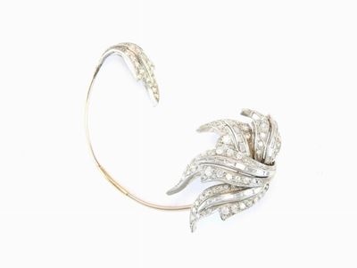 Orna-orecchio in Oro Bianco e Diamanti