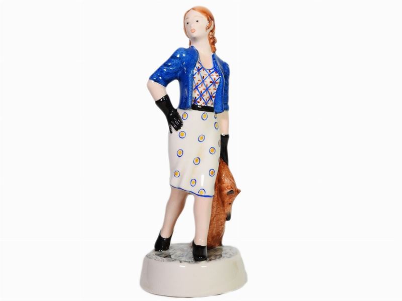 Figura Femminile con Pelle di Volpe Lenci