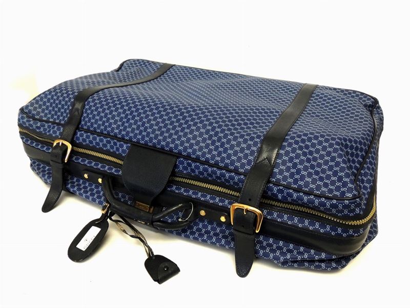 Valigia in Tela Monogram Blu, Gucci