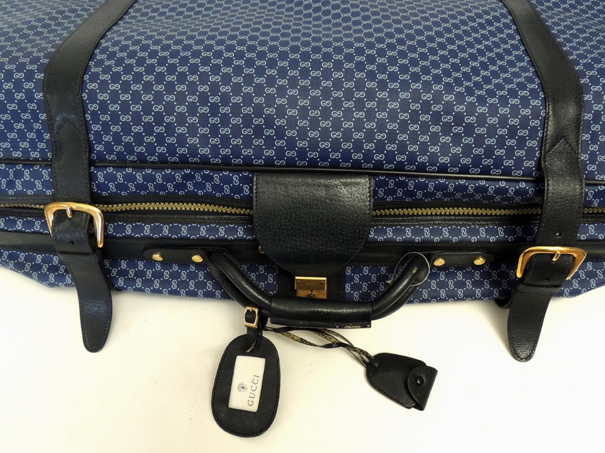 Valigia in Tela Monogram Blu, Gucci