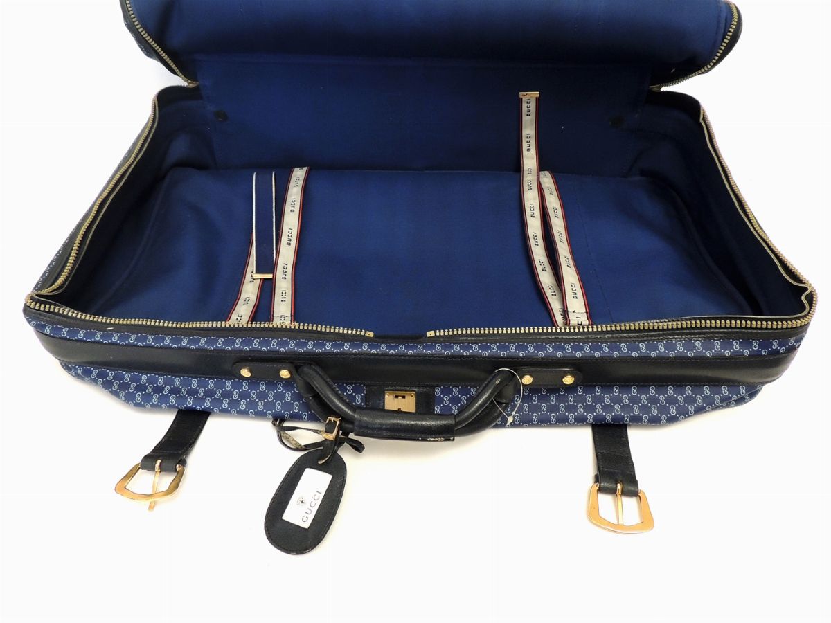 Valigia in Tela Monogram Blu, Gucci
