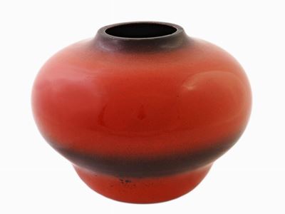 Vaso in Terracotta Smaltata Rosso e Nero, Anni Cinquanta