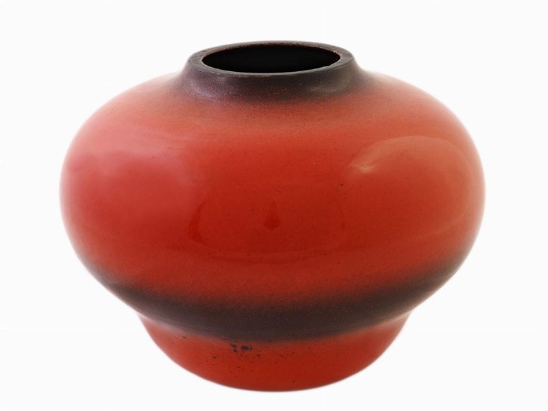 Guerrino Tramonti - Vaso in Terracotta Smaltata Rosso e Nero, Anni Cinquanta