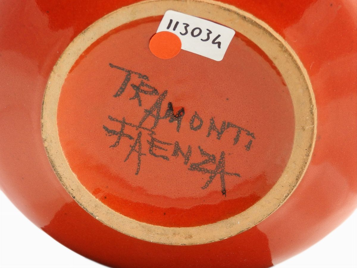 Guerrino Tramonti - Vaso in Terracotta Smaltata Rosso e Nero, Anni Cinquanta