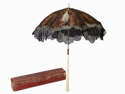 Ombrellino Parasole in Pizzo Nero e Avorio