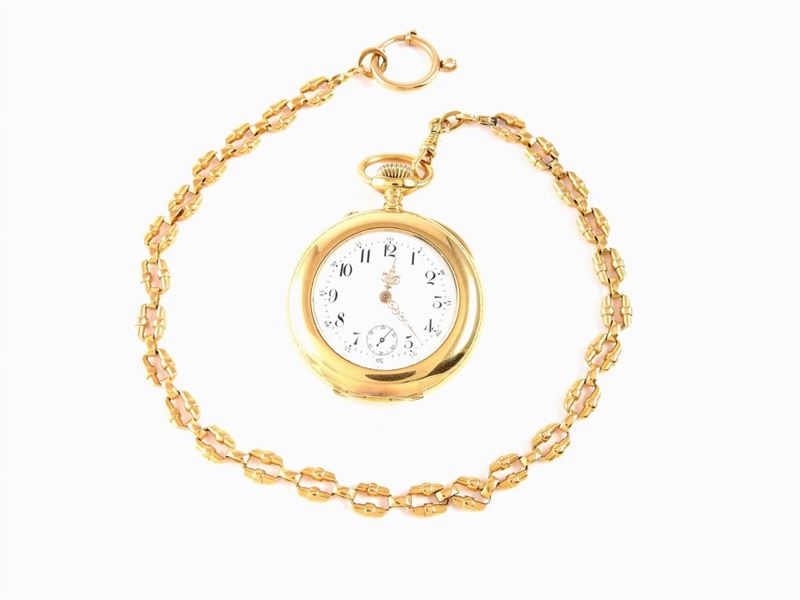Orologio da Tasca A. Humbert in Oro Giallo con Catena