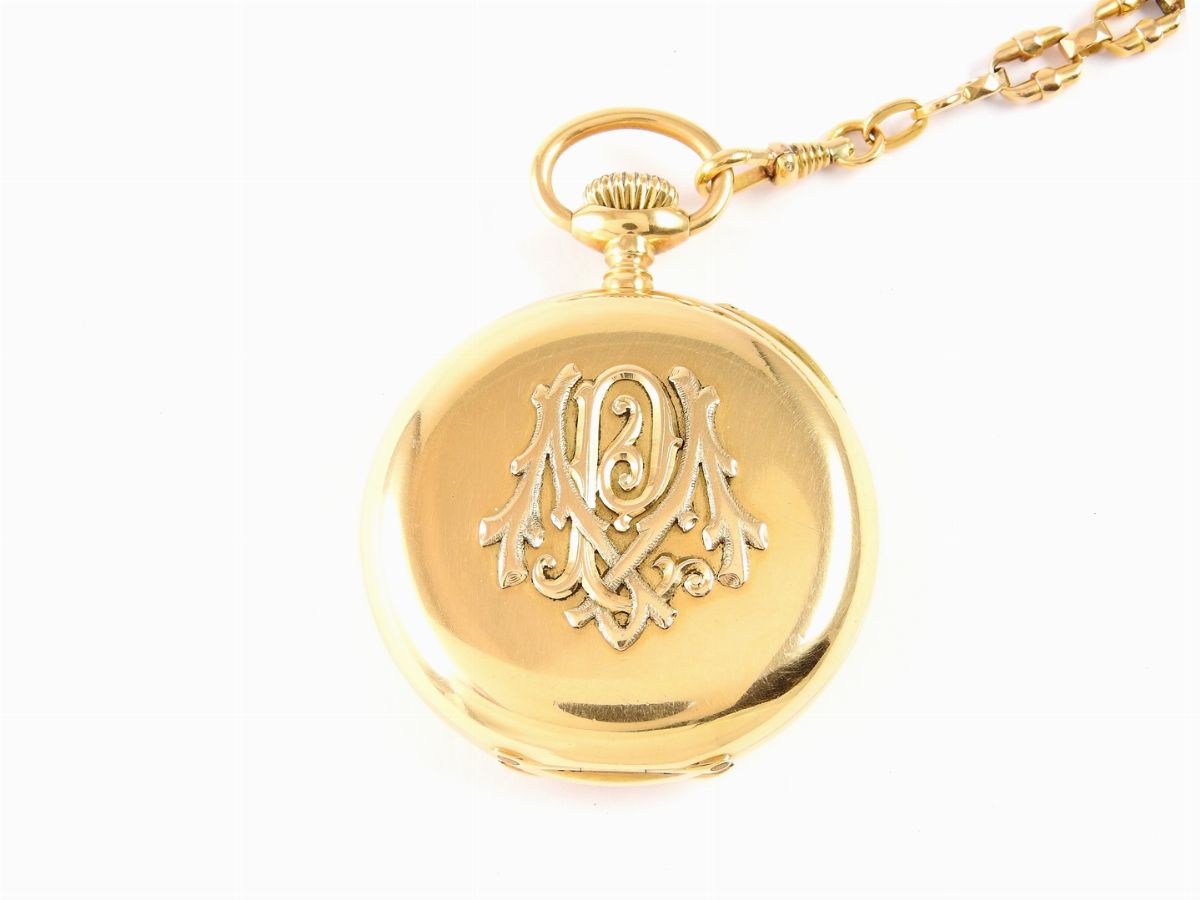 Orologio da Tasca A. Humbert in Oro Giallo con Catena