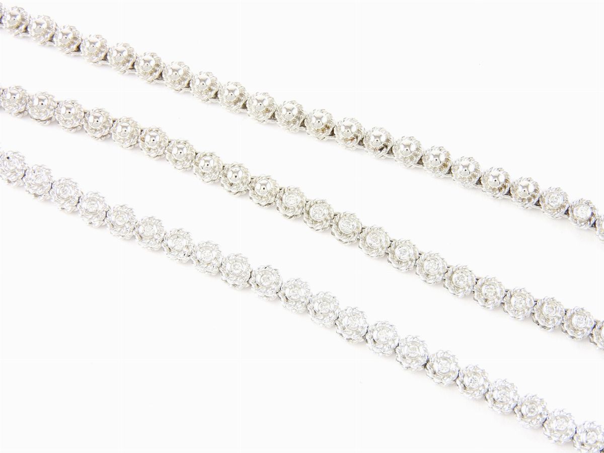Demi Parure Girocollo e Bracciale Tennis in Oro Bianco e Diamanti